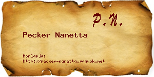Pecker Nanetta névjegykártya